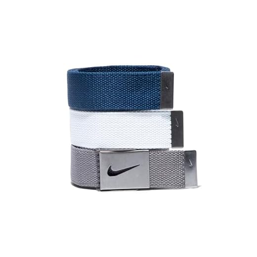 Nike Men's 3 Pack Golf Web Belt, White/Gray/Navy, One Size