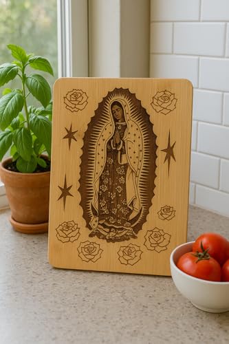 Tabla de cortar de madera con diseño de Nuestra Señora de Guadalupe miniatura 2