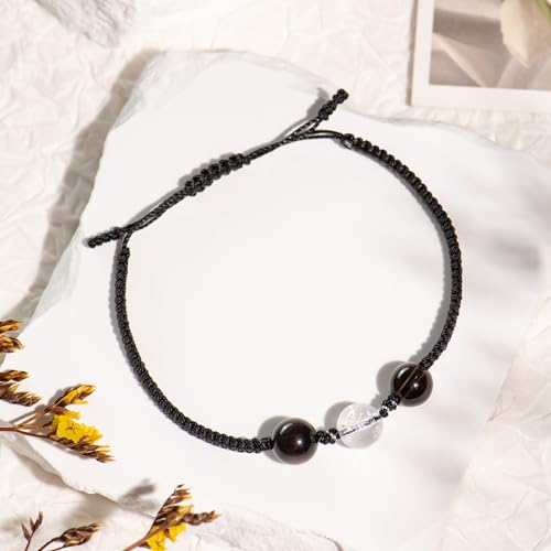 HarmonyGuard Crystal Energy Bracelets Set - Wealth, Emotional Support & Protection Hand-Knotted Rope with Natural Gemstones, Adjustable for Women Men. (Aura Fort Bind)3