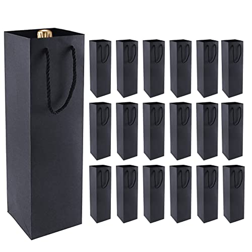 Bolsas de Vino Kraft Premium con Asas (20 unidades) - Ideales para Navidad, Bodas, Fiestas - Almacenamiento Elegante y Ecológico para Botellas