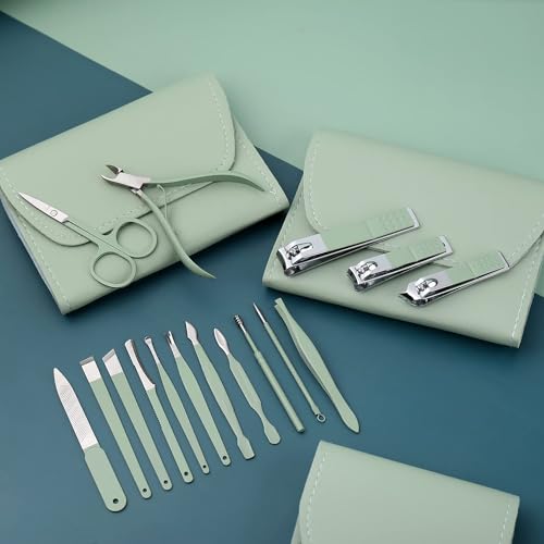 Image of Premium Nail Clipper Kit - Stainless Steel Manicure & Pedicure Set - Nail Care Tools for Hand & Feet - Includes Clippers, Cuticle Trimmers, File, Tweezers for Facial, Hand & Foot Care