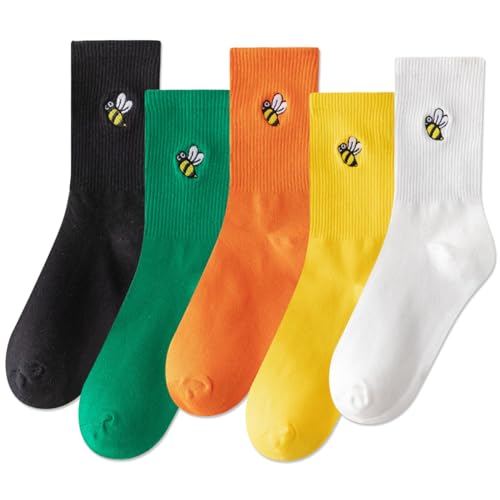 Image of IIG Women's Fashion Cute Cotton Socks Novelty Funny Above Ankle Crew Socks Holiday Gifts for Women 4 /5 Pairs