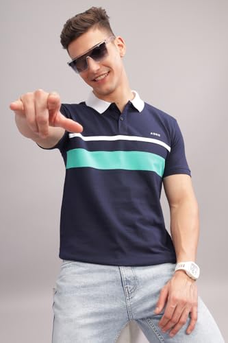 Image of ADRO Men's 100% Cotton Regular Fit Polo T-Shirt