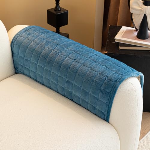 MDSASFD Sectional Velvet Couch Covers for 1 Seat, Blue, 1PC, 27.6"x27.6"