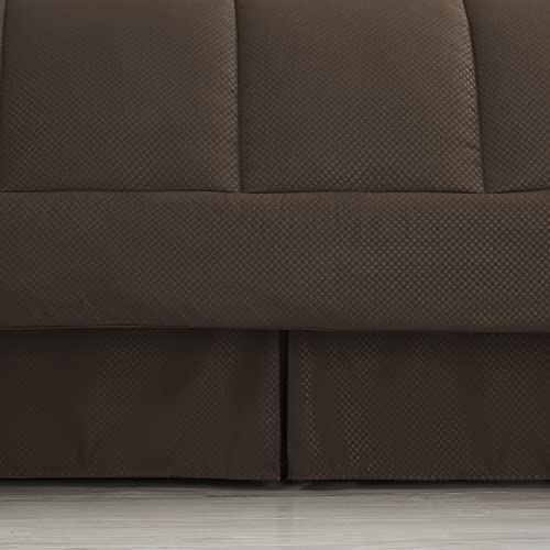 Image of Sweet Home Collection 8 Piece Comforter Set Bag Design, Bed Sheets, 2 Pillowcases, 2 Shams Down Alternative All Season Warmth, King, Checkered Chocolate