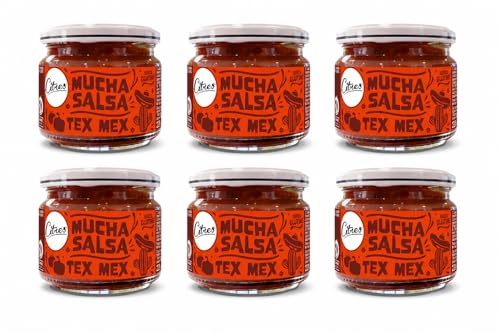 Salsa per Nachos 6 Vasetti da 220g Variante Tex Mex Piccante o Cheese Cremosa al Formaggio Condimento Snack Aperitivo Cucina Messicana Gourmet Pronta all’Uso (6 x 220g Salsa Tex Mex)