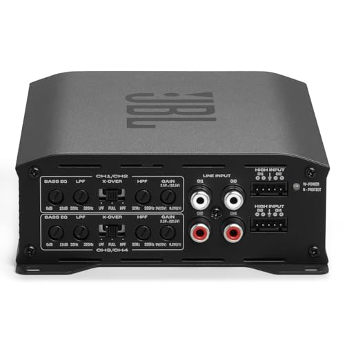 Image of JBL Stage GT 60041 4 Channel Class D Car Amplifier | 65W x 4 RMS @ 4 Ohms | 90W x 4 RMS @ 2 Ohms | 180W x 2 Bridged | High & Low Level Inputs | Built-in HPF /LPF Crossovers | Black