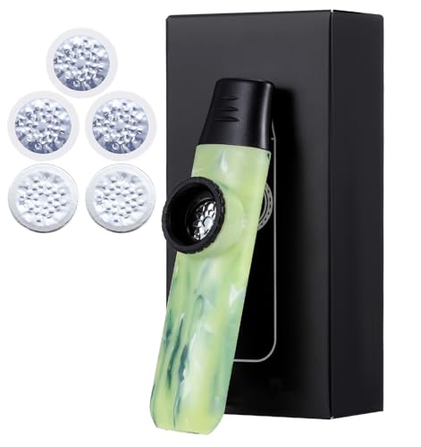 Kazoos for Adults, Jade Style Kazoo Adjustable Tone Professional Kazoo Instrument with Five Flute Diaphragms, Perfect for Music Enthusiasts Party Kazoos Game, Green