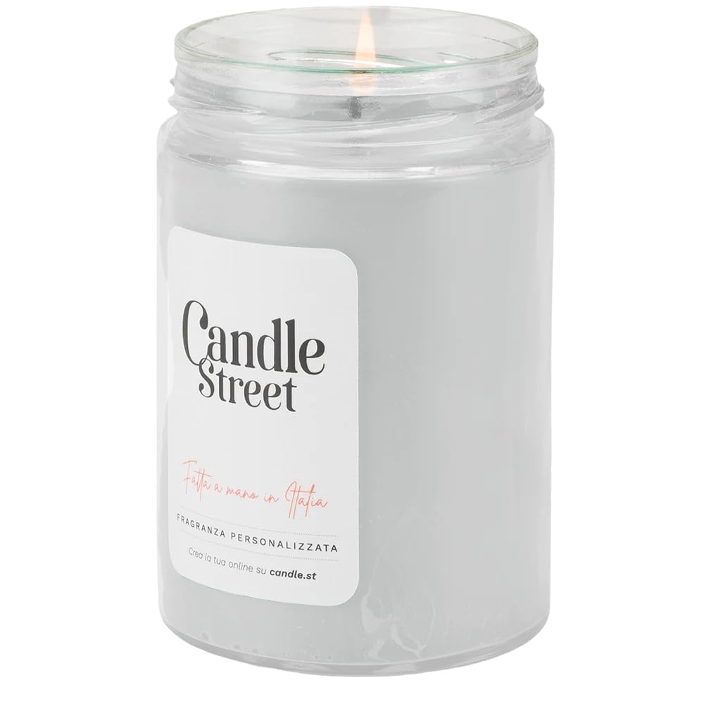 Candle Street | Crea la tua Fragranza | Candela Artigianale Profumata Personalizzata | Fino a 3 Fragranze o Profumi a Scelta | Dimensione Personalizzabile | Vegana, Made in Italy