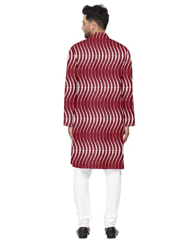 Image of Gauri Laxmi Enterprise Men's Cotton Blend Foil Print Kurtas (Ethnic Wear) (38, Maroon)