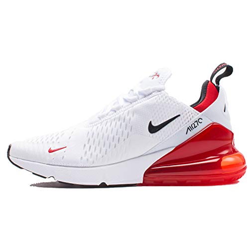 NIKE Air Max 270 - Mens White/Black/University Red Nylon Basketball Shoes 10 D(M) US