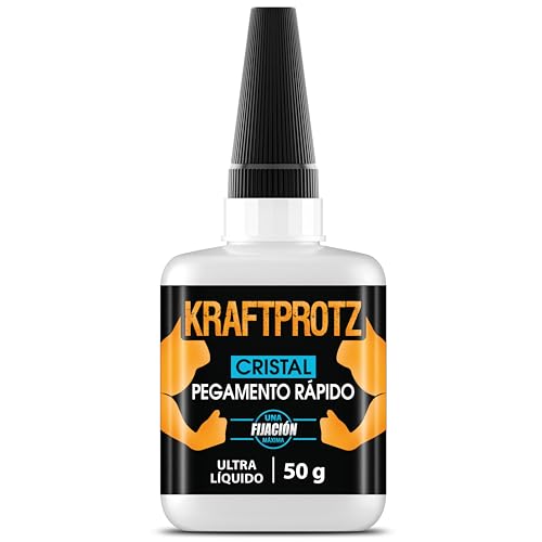 Pegamento extrafluido para Cristal y Espejos – KRAFTPROTZ 50 g XXL – Adhesivo supertransparente Resistente al Agua y al Calor – Punta de Aguja – Ideal para Fisuras Finas y Reparaciones delicadas