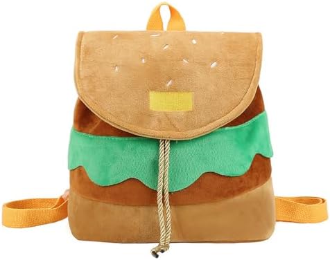 1Pcs Cute Hamburger Backpack Purse Fun Cartoon Design with Drawstring Closure for Books and Essentials image 2