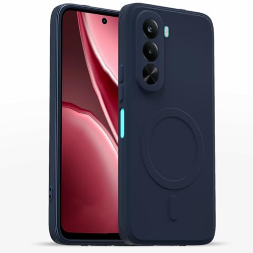Image of Pikkme Back Cover for Realme P4x 5G Soft Matte Silicone Mag-Safe Design (Mag-Safe Not Support) Camera Protection | Slim Fit Bumper Cover (Blue)