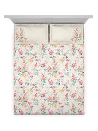 Image of DDECOR Live beautiful Cotton Queen Bed Sheet Set with 2 Pillow Covers (229 CM X 274 CM, Pink) Digital Print Classical 145TC GSM