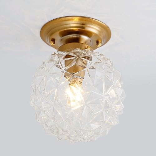 PTENXU Ceiling Light Fixture with Edges and Corners Glass Shade, Dimmable Led Ceiling Lights, Surface Mount Ceiling Pendant Lighting Home Corridor Porch Ceiling Lamp, Clear Light,
