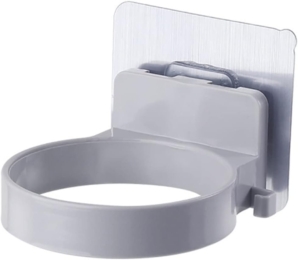 Hair Dryer Holder Blower Organizer Adhesive Wall Mounted Nail Free No Drilling Plastic Stand for Bathroom Simple Installation(Gray)