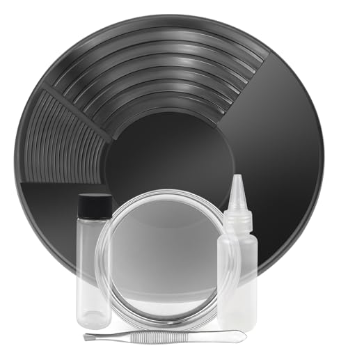 Bandeja de Lavado de Oro Bateas Oro Gold Panning PanHerramienta de Lavado de Metal de Plástico Herramienta Manual de Panorámica Dorada para la Exploración de Principiantes (Negro)