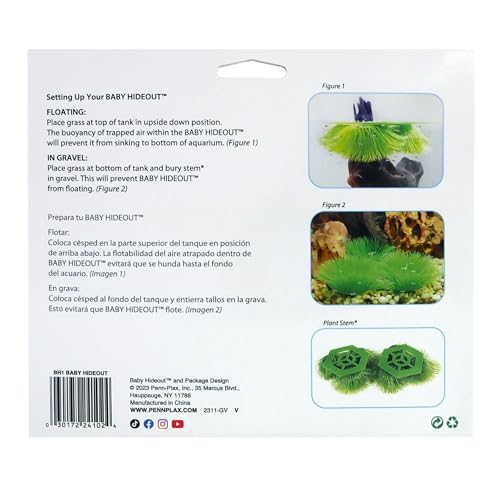 Penn-Plax Fish Breeding Grass – Baby Hideout for Fry – Great for Livebearers and Egg Layers – Plastic Aquarium Plants – 2 Pieces,Green,8x5x1.5 Inch (Pack of 1)