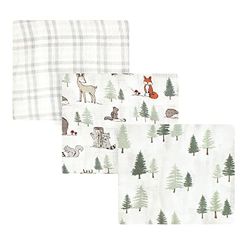 Image of Hudson Baby Unisex Baby Cotton Muslin Swaddle Blankets, Forest Animals, 3-Pack