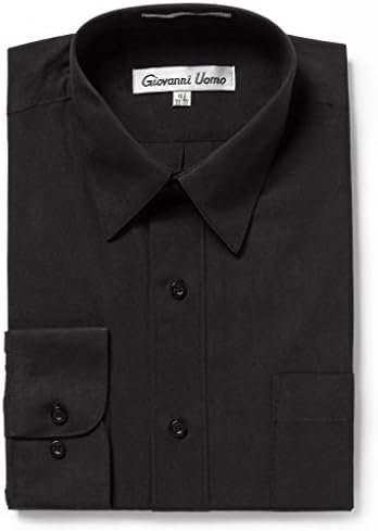 GIOVANNI UOMO Men's Traditional Fit Solid Color Dress Shirt Black 15 32/33