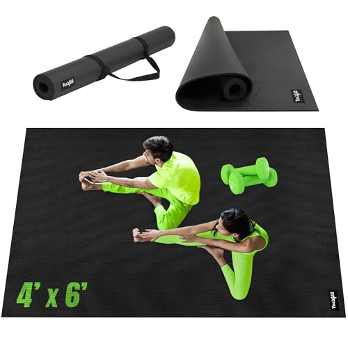 YES4ALL Large Exercise Mat for Home Gym, 6'x4'x7mm High-Density Thicker Fitness Workout Mats, Gym Flooring for Cardio, Shoe-Friendly by Yes4All - Used condition - CA$46.53