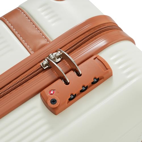 Hardshell Luggage Sets 3 Piece - Carry-on Suitcase with Double Spinner Wheels & TSA Lock, White (20in)4