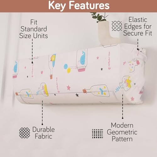 Image of HOKIPO AC Cover compatible with most 1 Ton & some 1.5 Ton Split AC | Fits AC Units upto Size 95x31x21 cm | Dustproof, Waterproof & Washable Indoor Unit Cover | Whimsical Bottles (NEW-D3-AR5873)