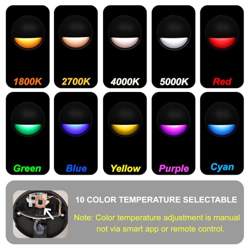 Image of 12V RGB Low Voltage Deck Lights Outdoor for Christmas Decorations | 3W 12 Volt RGB Color Changing LED Low Voltage Fence Lights Wired for Deck Post Stair Step Railing, Aluminum, Black, 12PK