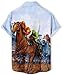 DADDYLOCO Men's Horse Racing Hawaiian Shirt, Short Sleeve Button Down, Regular Fit, Watercolor Design