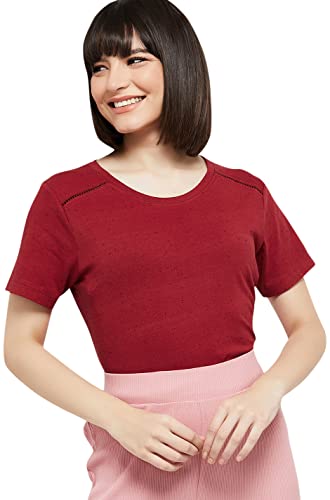 Image of Max Women's Regular Fit Textured Round Neck T-Shirt