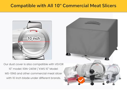 Image of Meat Slicer Dust Cover for 10 inch Commercial Slicers, Compatible with BESWOOD, VEVOR, KWS & All Other Table Top Semi-Auto Commercial Slicers with 10 Inch Blade - 21 inchL x 17 inchW x 15 inchH, L, GRAY