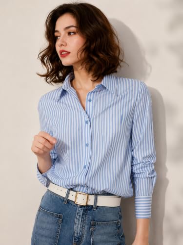 Image of Women Shirt||Women Relaxed Fit Vertical Striped Spread Collar Cotton Casual Shirt (S-12-19)
