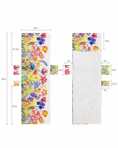 Colorful Tulip Beach Lounge Chair Towel Cover, Soft Chaise Lounge Towel with Side Pockets Patio Pool Chairs Cover for Beach/Pool Sunbathing 29x85 Spring Floral Watercolor Botanical
