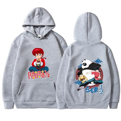 Yuogkk Hoodie Ranma 1/2 Cartoon Pattern Sweatshirt, Retro Printed Pullover Fashion Loose Long Sleeve Sweater Vintage Crew Neck Top Cotton Bicotton Sweatshirt-grey||L Yuogkk Hoodie Ranma 1/2 Cartoon Pattern Sweatshirt, Retro Printed Pullover Fashion Loose Long Sleeve Sweater Vintage Crew Neck Top Cotton Bicotton Sweatshirt-grey||L