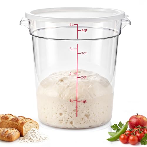 Image of Ziliny 1 Pcs 4 Qt Dough Proofing Container with Lid and Red Scale, White