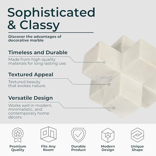Figura Decorativa Cubo Geométrico de Mármol Blanco 16.5 cm miniatura 5