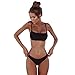 Produktbild Kobay Frauen Bandeau Bandage Bikini Set Push-Up brasilianische Bademode Beachwear Badeanzug (L, Schwarz)