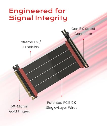 Image of LINKUP PCIE 5.0 Riser Cable | for Vertical GPU Mount | Right Angle | Graphics Card GPU Ready | Usable with PCIe 4.0 & RX 9070 / RTX5090 | 15cm (Total Length: 19cm)