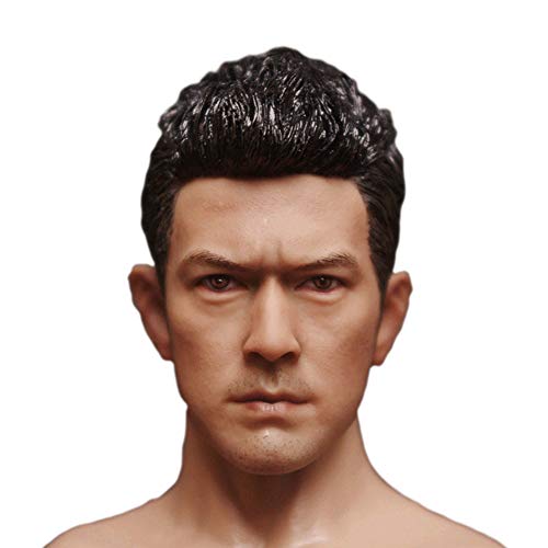 VUSLB Figura masculina de 1/6 a escala, esculpir la cabeza de la cabeza, handsome Asia Men Tough Guy, cabeza de muñeca para figura de acción de 12 pulgadas HT HP027