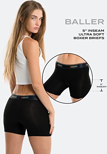 Image of Woxer Boxer Shorts for Women - 5 inch Baller Boy Shorts Underwear, Soft Modal, Chafe Free - Breathable & Moisture-Wicking
