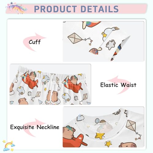 Cartoon Capybara Pilot Cute Pajama Sets Long Sleeve Top and Pants, Snug Fit Sleepwear for Night Wears4