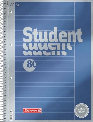 BRUNNEN Collegeblock Premium Student | A4 Lineatur 25 80 Blatt blau