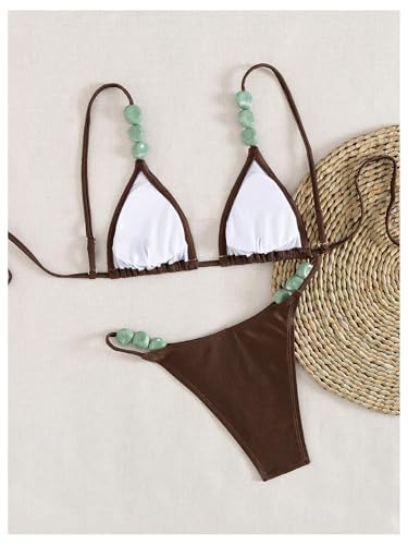 OYOANGLE Women's Triangle Thong Bikini Set 2 Piece String High Cut Swimsuits Bathing Suits2