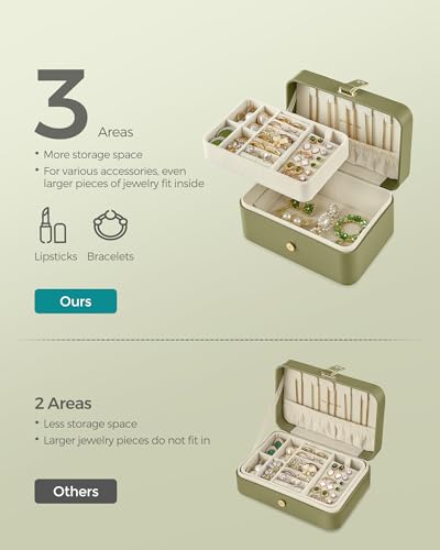 Image of SONGMICS Travel Jewelry Organizer, 2-Layer Portable Jewelry Box Case