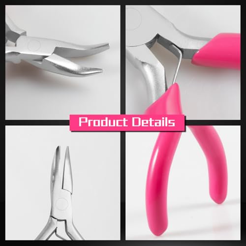 Image of 3 Inch Mini Bent Nose Pliers for Jewelry Making Bent Chain Nose Pliers Smooth Jaw Smalll Beading Pliers Micro Angle Needle Nose Pliers Jewelry Making Supplies