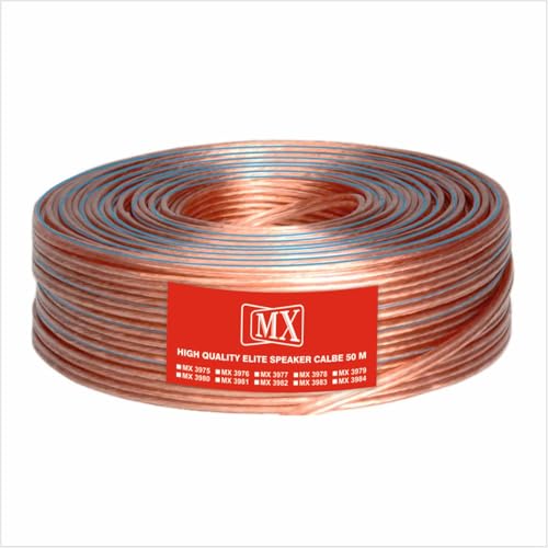 Image of MX High Performance Speaker Cable 50 Meter Coil 14 AWG Transparent Wire | Heavy Duty Audio Cable OD 2.2 x 4.4 mm | Speaker Wire for Home Theater, Hi-Fi & PA Systems
