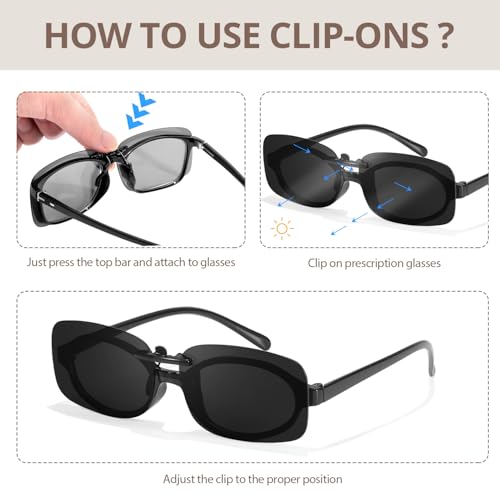 TJUTR Polarized Clip On Sunglasses Over Prescription Glasses, 2.0 AR Coating Anti Glare & UV400 Protection, Flip-Up Metal Clip4