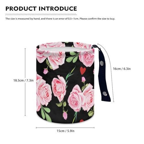Image of Car Trash Can - Cute Pink Rose,Portable,Collapsible Back Seat, Front Console, Floor, or Hanging Headrest Waste Basket Car Garbage Bag