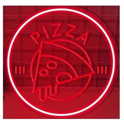 Enseigne au néon pizza rouge 30cm : lumière décoration murale restaurant